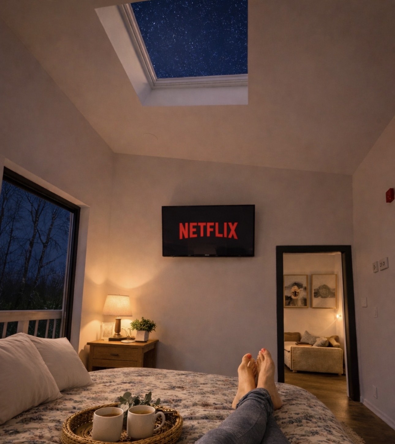 Skylight + Netflix from bed
