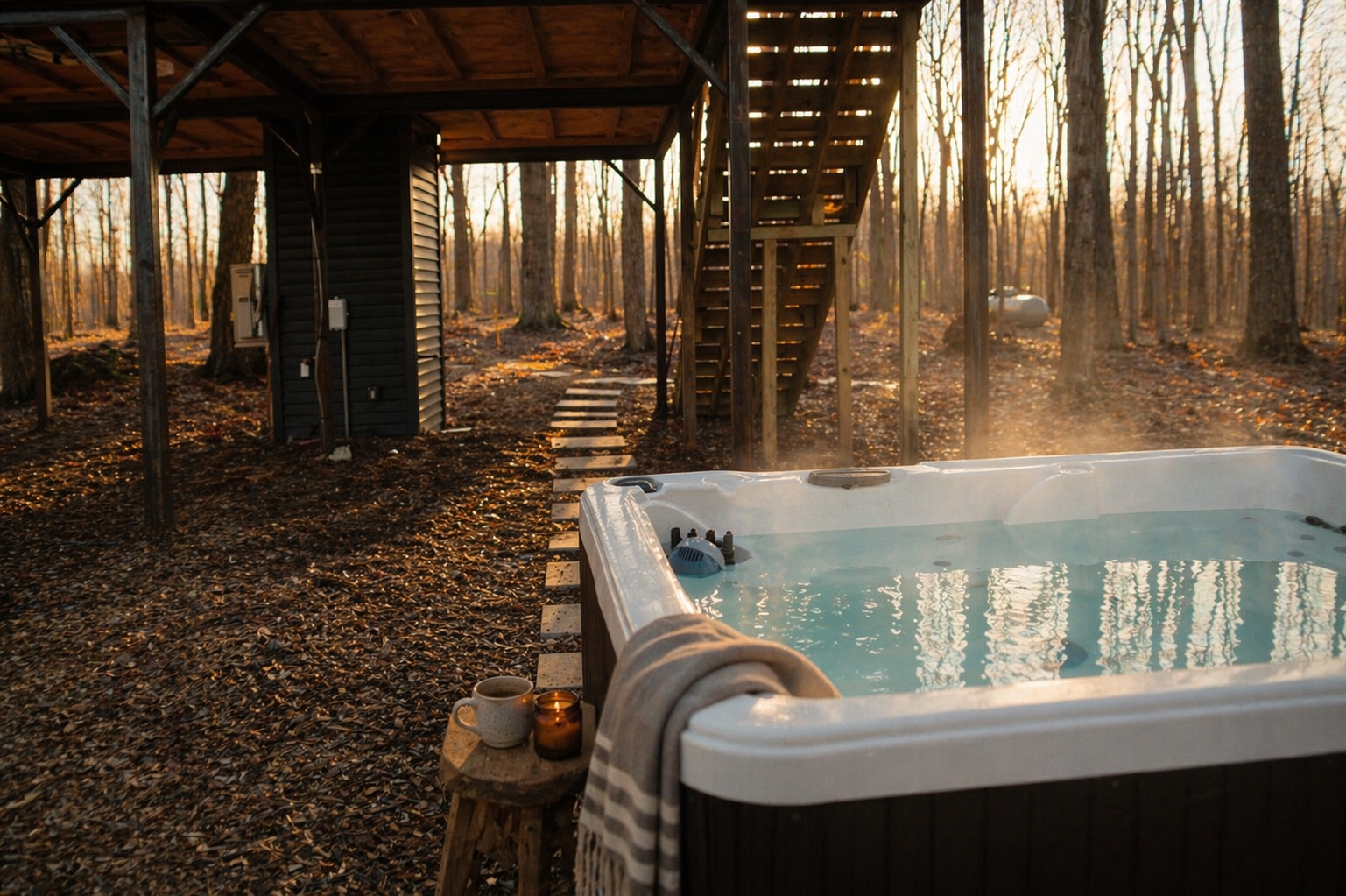 Private hot tub at Goat Creek